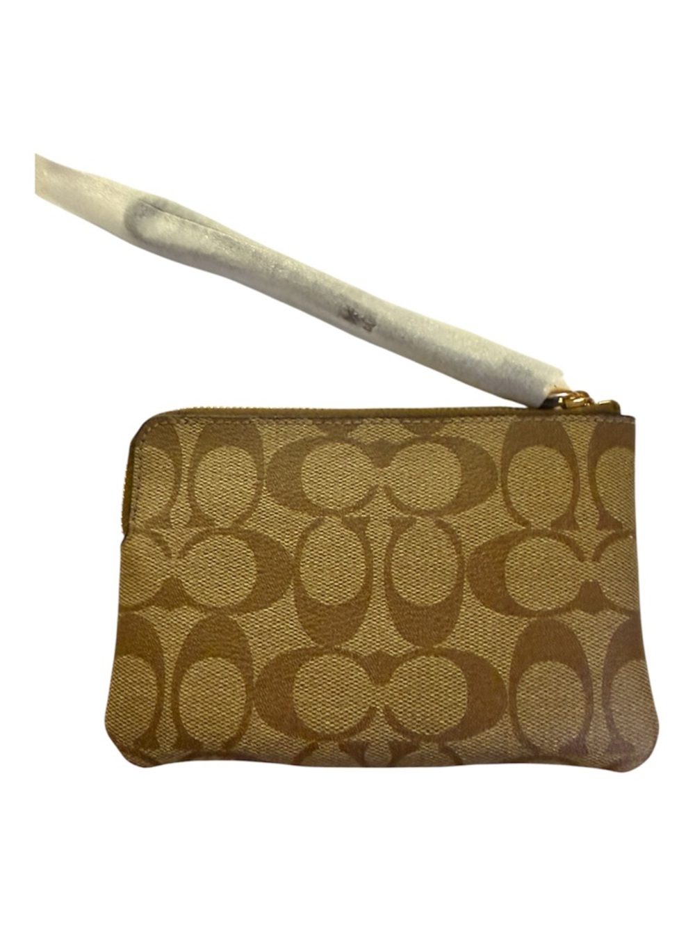 Coach Brown Signature Coated Canvas Wristlet with Black Leather Stripe.  NWt - Picture 3 of 6